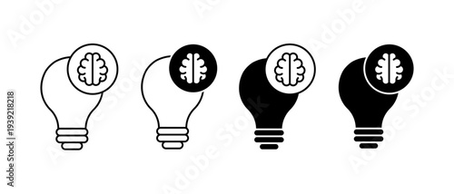 Creative Light Bulb Icon Vector Set. Idea Inspiration Innovation Symbol