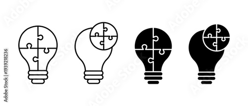 Creative Light Bulb Icon Vector Set. Idea Inspiration Innovation Symbol