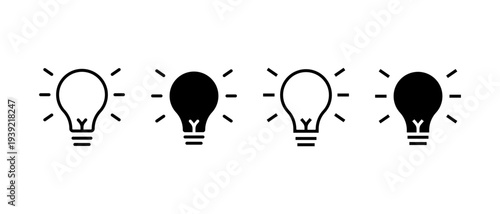 Creative Light Bulb Icon Vector Set. Idea Inspiration Innovation Symbol