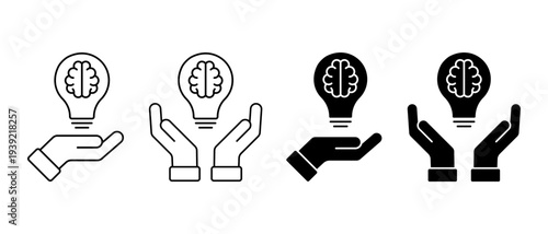 Creative Light Bulb Icon Vector Set. Idea Inspiration Innovation Symbol