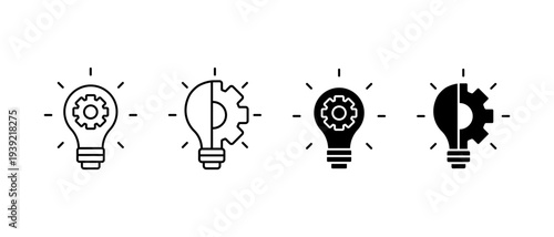 Creative Light Bulb Icon Vector Set. Idea Inspiration Innovation Symbol