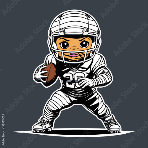 cute vector mummy cartoon playing american football