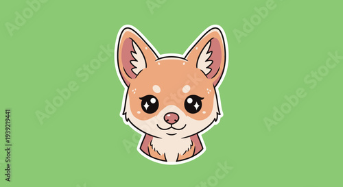 Cute Cartoon Shiba Inu Dog Face on Green Background