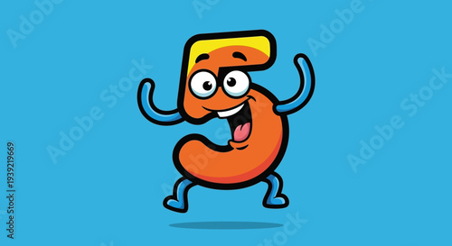 Cartoon Number Five with Arms and Legs