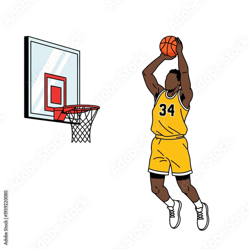 Basketball Player Dunking, Athlete Jumps to Score in Game