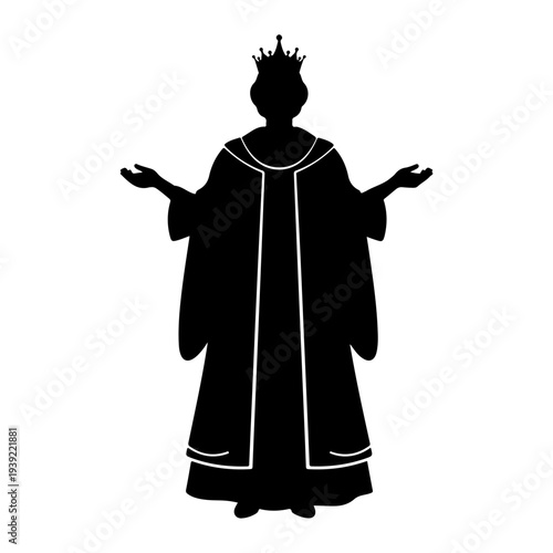Silhouette of a King or Queen in Royal Robes and Crown.