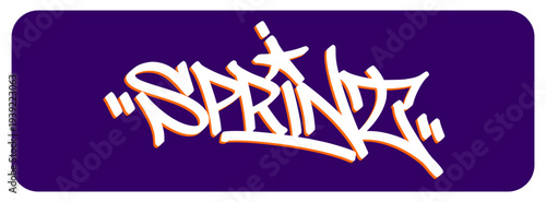 Sprint Graffiti Tag Highlighting Explosive Speed and the Intense Effort of Short Distance Running in Athletic Events.