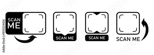 Set with scan me icon for qr code. Scanner border shape. Screen of frame scanner for mobile phone. Vector illustration