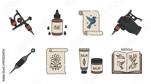 Tattoo Artist Tools and Portfolio Icons machine