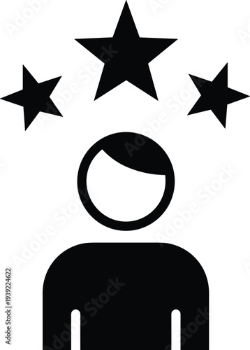 Person with stars icon representing success and achievement