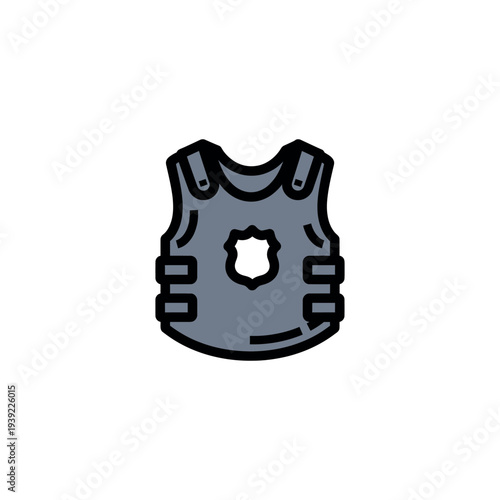 Gray Bulletproof Vest with Hole Damage.