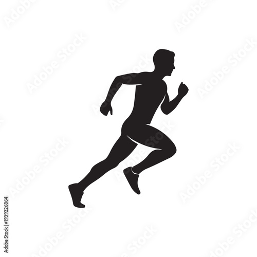 Minimalist Black Silhouette Runner Vector Illustration for Fitness and Sports Design