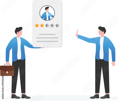 Businessman Rejecting Low Quality User Profile Rating