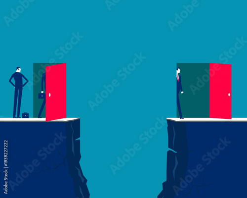 Success. A business team is open the door to success