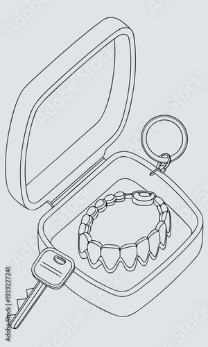Dental Aligner Case with Key and Keychain.