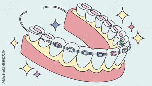 Dental braces and retainer for teeth alignment and oral health.
