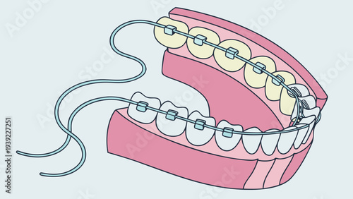 Dental Braces and Floss Illustration for Oral Hygiene.