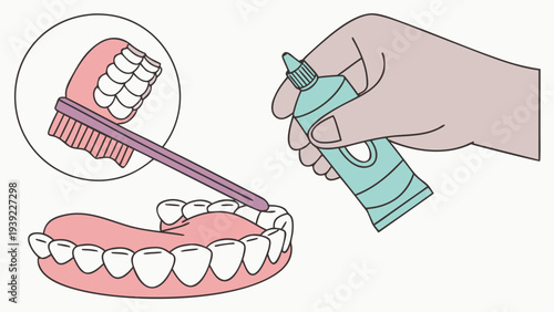 Denture Cleaning and Oral Hygiene Routine.