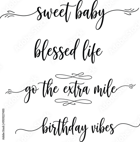 Elegant handwritten phrases on a white background for various occasions