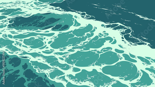 Dynamic Ocean Waves and Foamy Sea Surface.