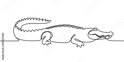 Minimalist crocodile single line vector reptile outline wildlife illustration design