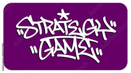 Strategy Game Graffiti Tag Illustrating the Tactical Planning and Intellectual Depth of Professional Competitive Sports.