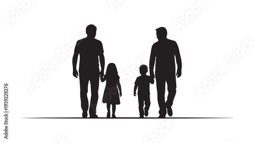 Minimalist Silhouette Family Walking Vector Illustration for Parenting and Lifestyle Designs
