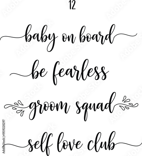 Elegant calligraphy phrases on a white background for various occasions and self-expression