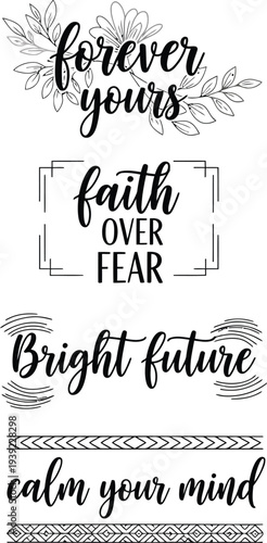 Inspirational quotes with elegant typography and floral designs