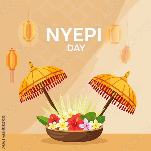 Nyepi Day Bali Indonesia Traditional Offering Balinese Culture Celebration