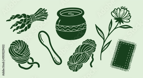 Handcrafted artisanal elements for cozy home decor and creative projects featuring natural materials and rustic charm