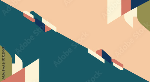 Abstract geometric shapes and color blocks create a modern composition silhouette