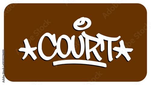 Court Graffiti Tag Inspired by the Hardwood and Concrete Surfaces of Urban Competitive Sports and Street Games.