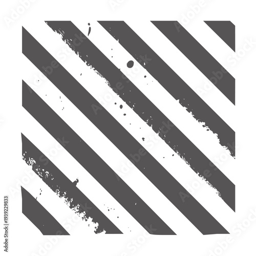 Black and white diagonal stripes with grunge texture and splatters abstract