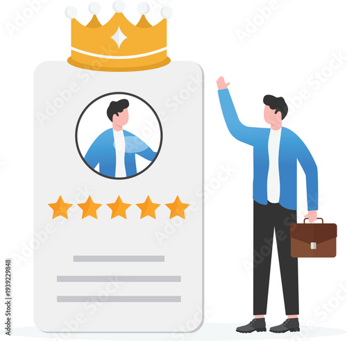 Slika na platnu Professional Crowned King Standing with Five Star Profile