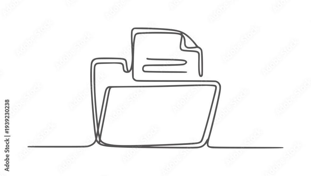 Fototapeta premium Minimalist single line of a file folder with document paper