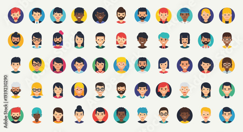Diverse Avatars Collection: People Icons Set, User Profiles, Social Media Icons