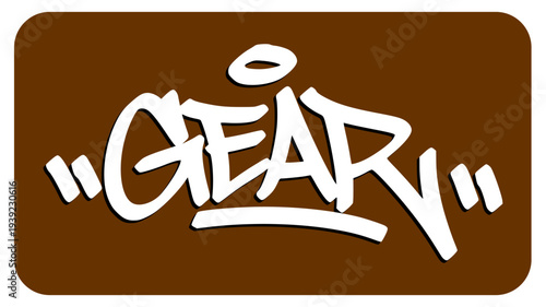 Gear Graffiti Tag Representing Professional Sports Equipment and the Essential Tools for Athletic Excellence.