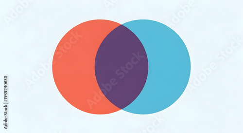 Minimalist Overlapping Orange Red and Cyan Blue Circles on White Background