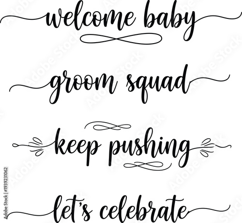 Elegant calligraphy phrases for various celebratory occasions and personal milestones