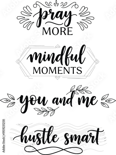 Four inspirational quotes with floral designs in elegant typography