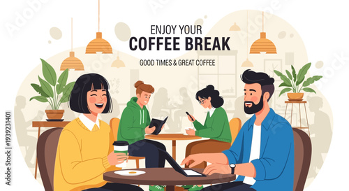 Friends enjoying coffee break at cafe, good times and great coffee