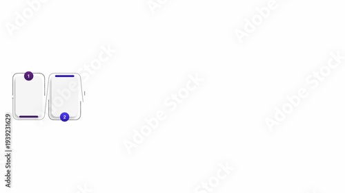 animated video of business infographics white rectangle shape  steps , with multicolor  label for workflow, presentation, 4k animation