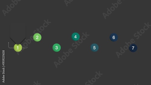 animated video of business infographics white and grey pentagon shape 7 steps , with multicolor  label for workflow, presentation, 4k animation