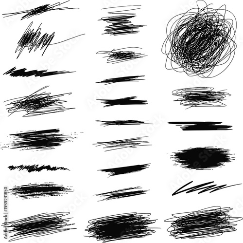Collection of Hand Drawn Scribble Brush Strokes and Lines