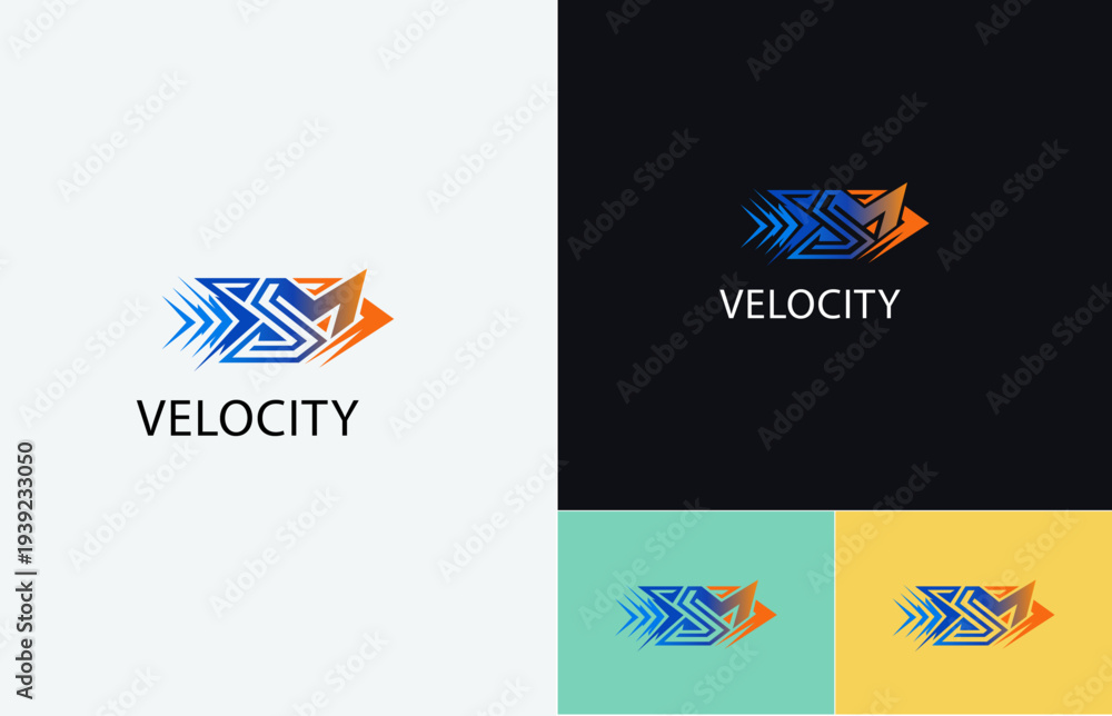 Obraz premium Modern Velocity Speed Logo with Dynamic Forward Arrow for Logistics and Performance Branding