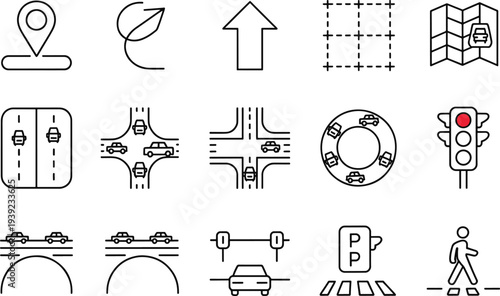 Title: a collection of various food including a hamburger, pizza, hot dog, sandwich, meat, fish, sushi, canned food, spaghetti, fork, and ice cream on a