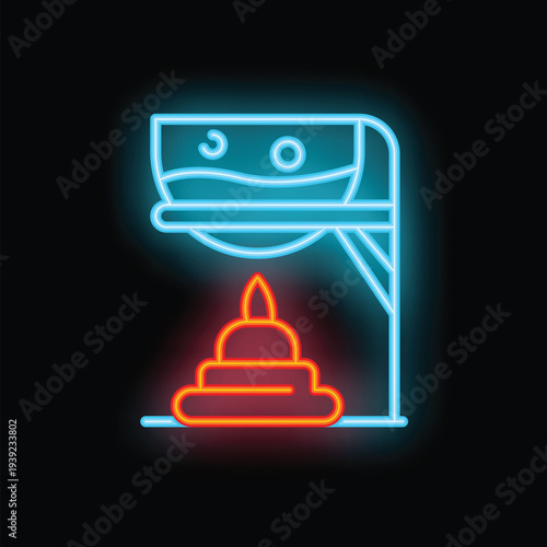 Glowing neon line aroma lamp icon isolated on black background, aromatherapy concept