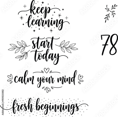 Inspirational quotes with elegant typography and floral accents