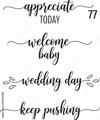 Elegant handwritten quotes on a white background for various occasions